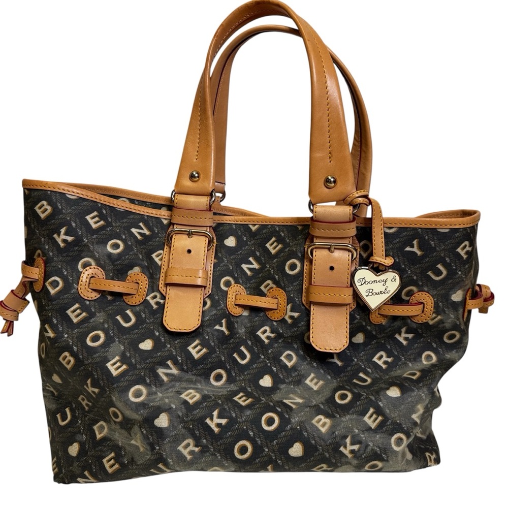❣️SOLD❣️Dooney & Bourke Medium  Chiara Bag Brown Tan Approx 13x9x5 8” Strap Drop - Picture 2 of 15
